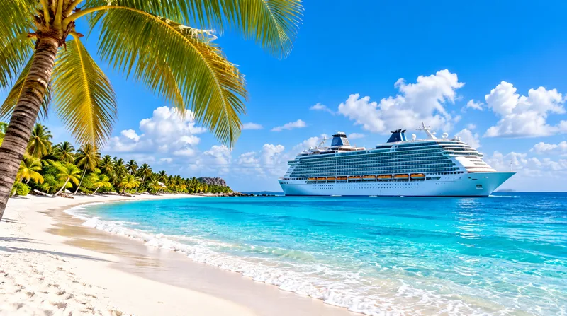 Crucero frente a una playa del Caribe