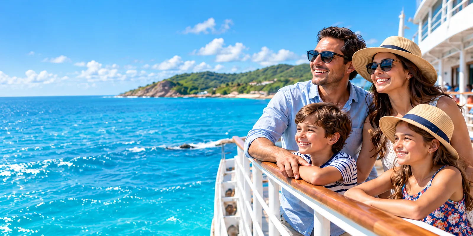 Familia disfrutando de un crucero en el Caribe
